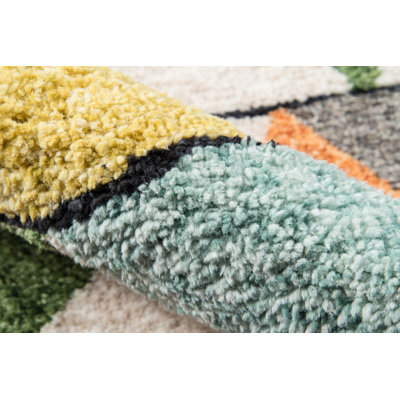 Tapis gris / brun / vert touffeté à la main Bungalow