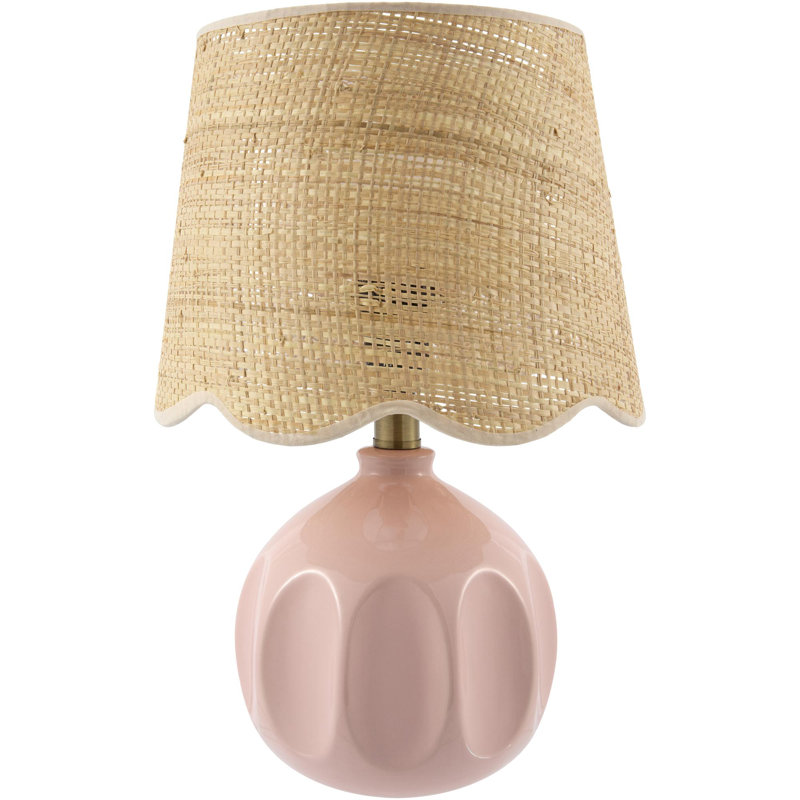 Lampe de table Amecia, Rose, Beige, Jute