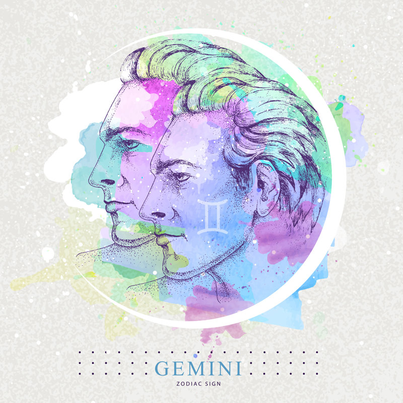 Gemini Zodiac Sign by Ganna Bozhko - Wrapped Canvas Print, 30cm H x 30cm W x 3.8cm D