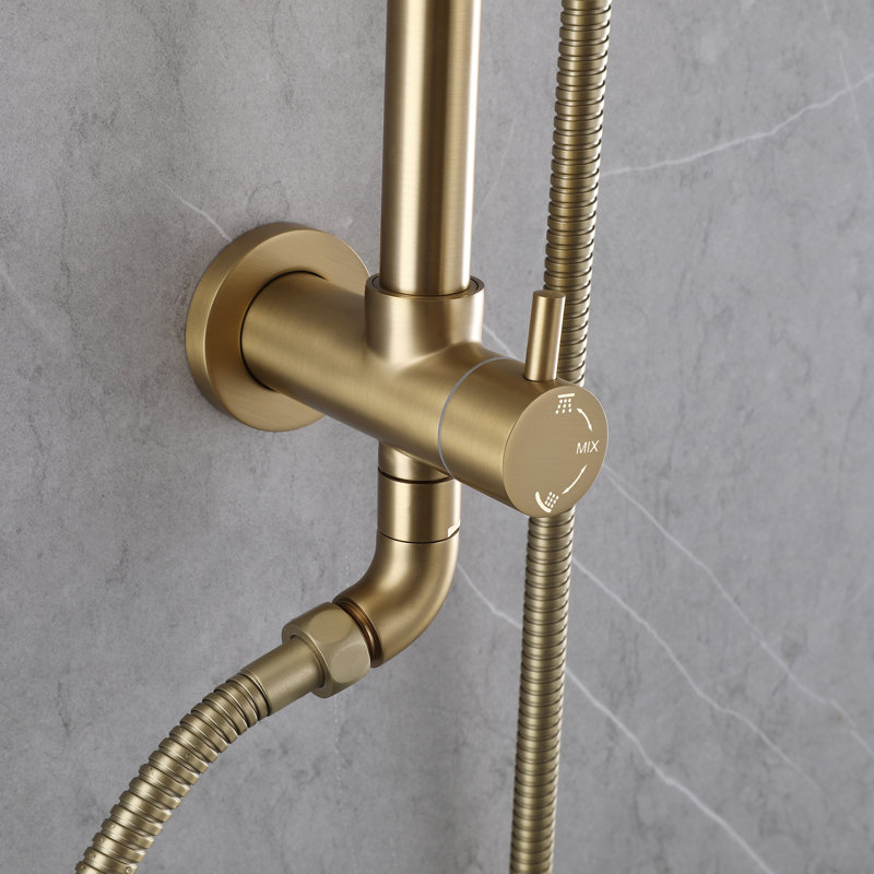 Two Functions Wall Mounted Bathroom Shower Faucet with Handheld Matte Black, Brushed Gold