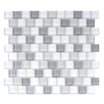 Carreau de mosaïque pour mur et piscine en verre texturé à bords droits de 1 po x 1 po Geo