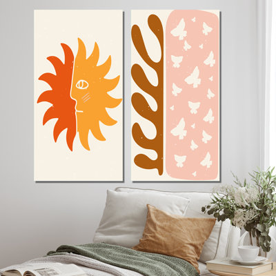 " Abstract Primitive Shapes in Retro Colors III " 2 Piece Art Graphic Art Print