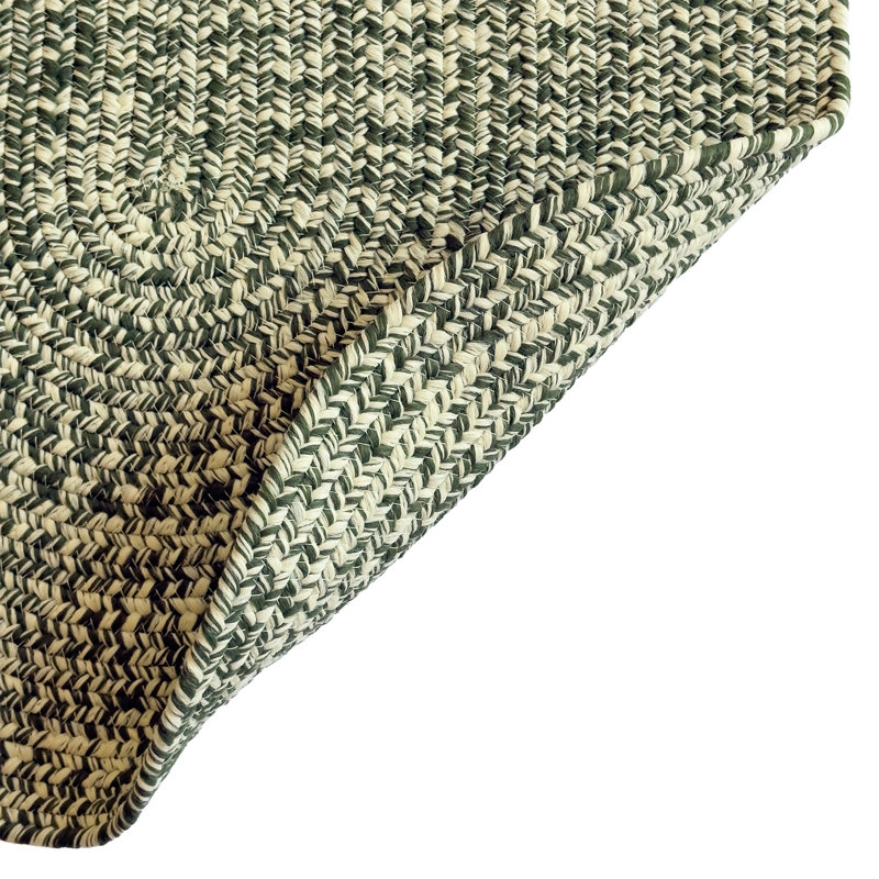 Tapis d'extérieur uni tressé Nautical Tweed, Green, Ovale 4 pi x 6 pi