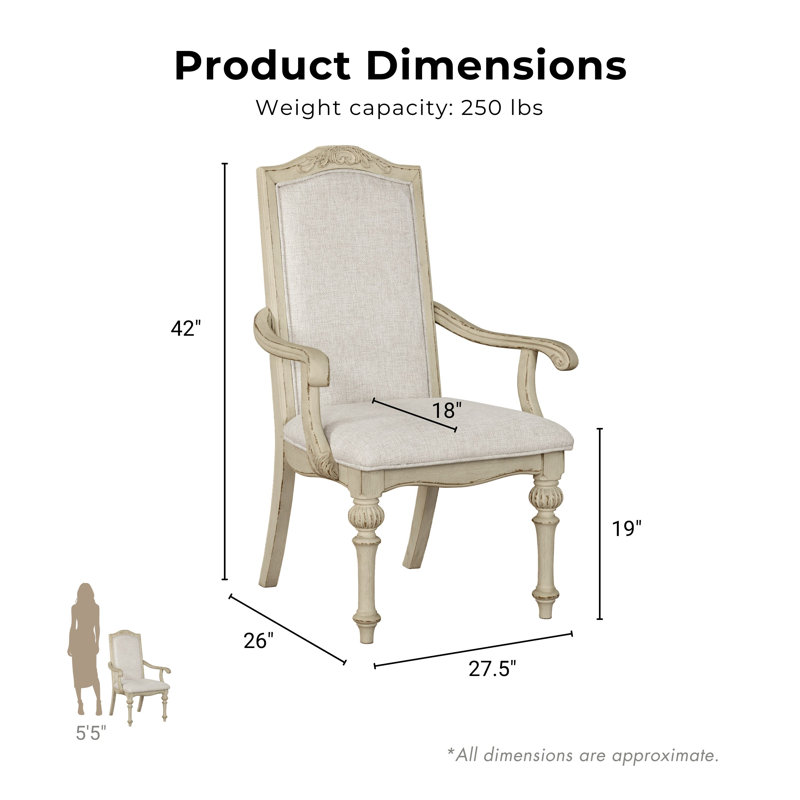 Chaise avec accoudoirs Mohall, Beige / blanc antique / blanc