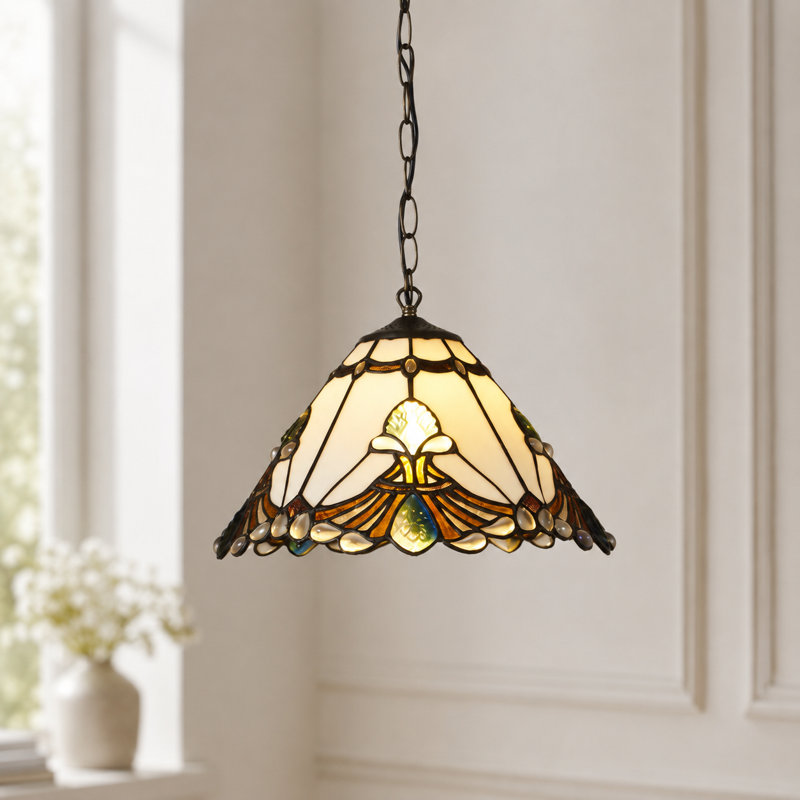 Luminaire suspendu en verre blanc