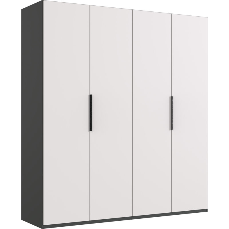 Guardino 4 Door Wardrobe, 216cm H x 200cm W x 58cm D, White/Graphite