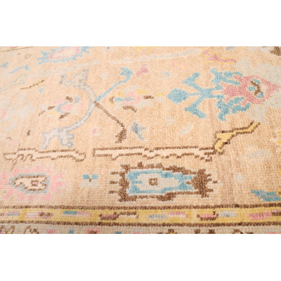 Modern Oushak Tan Rug 3'1" x 12'2"