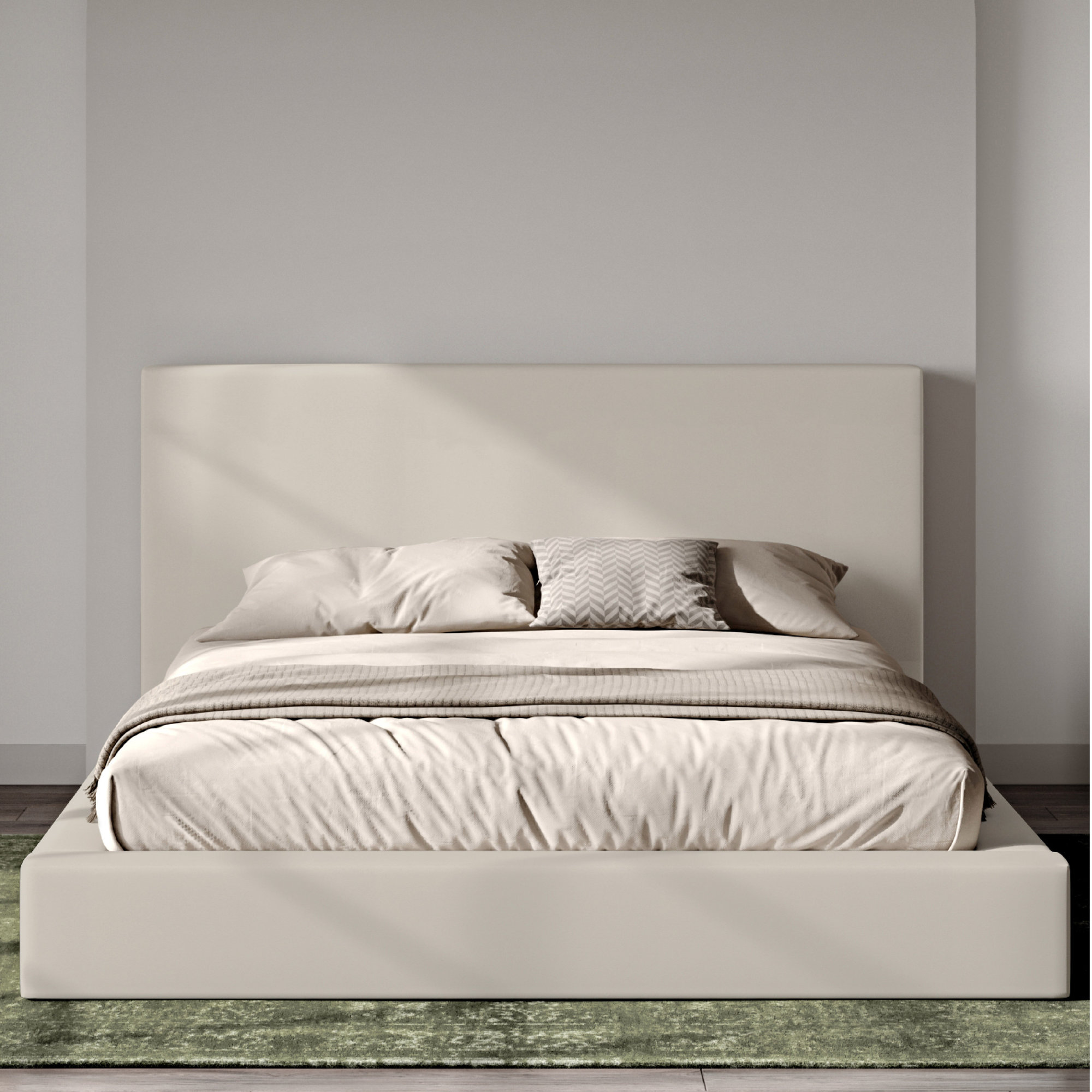 Brugal Upholstered Platform Bed, King, Cream
