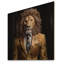 Cristien, lion jaune en costume sur bois-1070236938