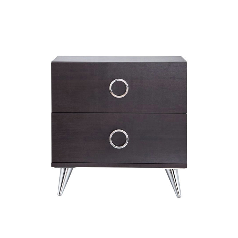 Chambre à coucher 2 Table de chevet - Pieds en plastique argentés rectangulaires avec 2 tiroirs et pour