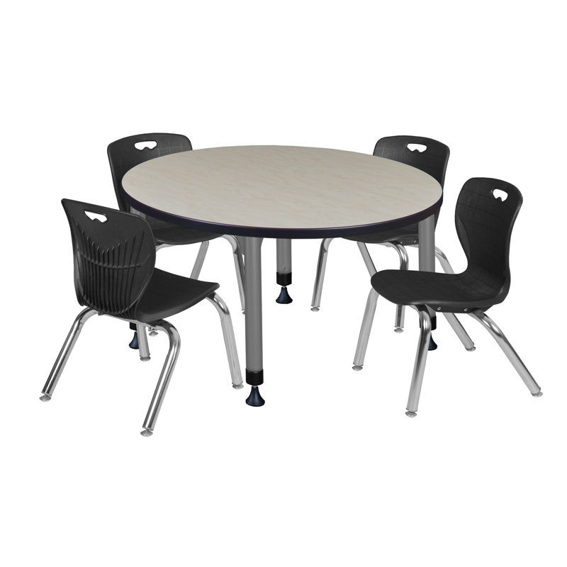 Ensemble de table de salle à manger et de chaises 12 po Kee, H 34 po x L 36 po x l 36 po, Érable, Noir