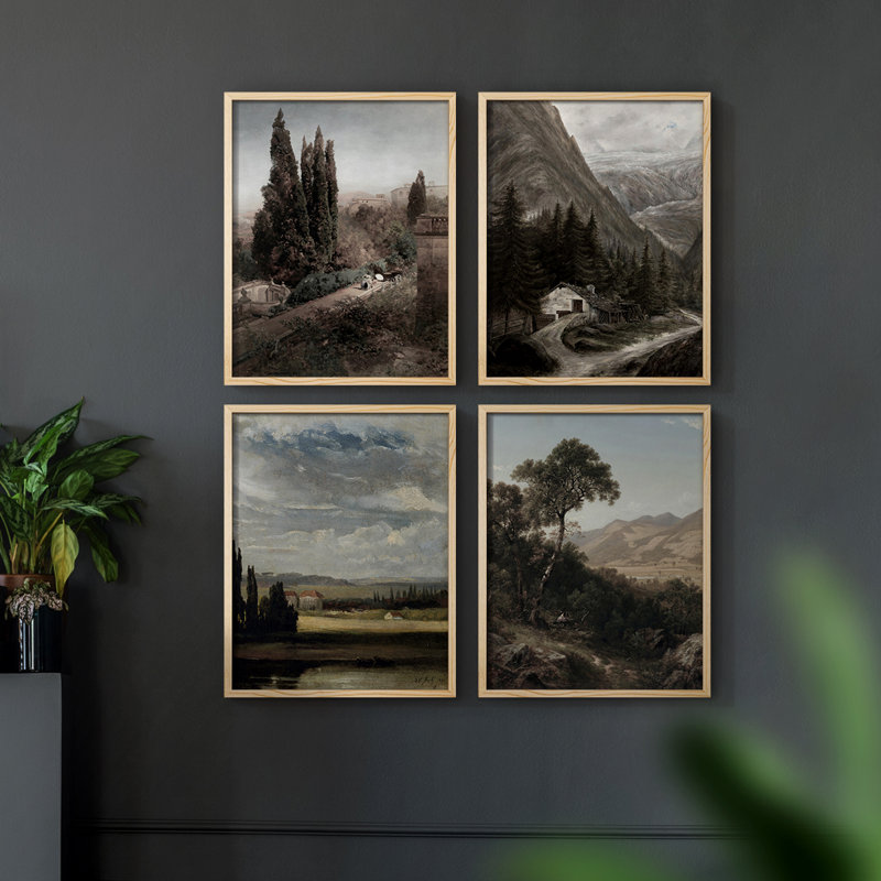 «Vintage Landscape Cxxxi», reproduction encadrée - ensemble de 4, H 10 po x l 32 po