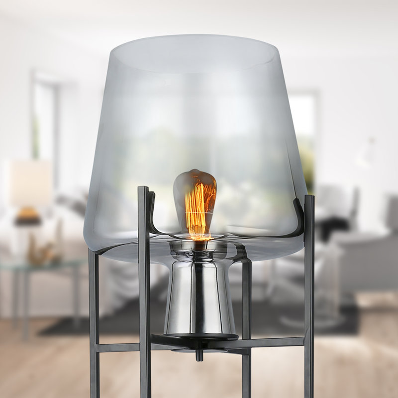 Lampe sur pied moderne 61 "H Nadia, Argent, Noir