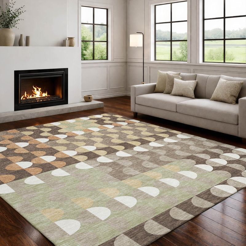 Machine Washable Indoor/Outdoor Chantille ACN2816 Geometric Rug, Coffee, 10' x 14'