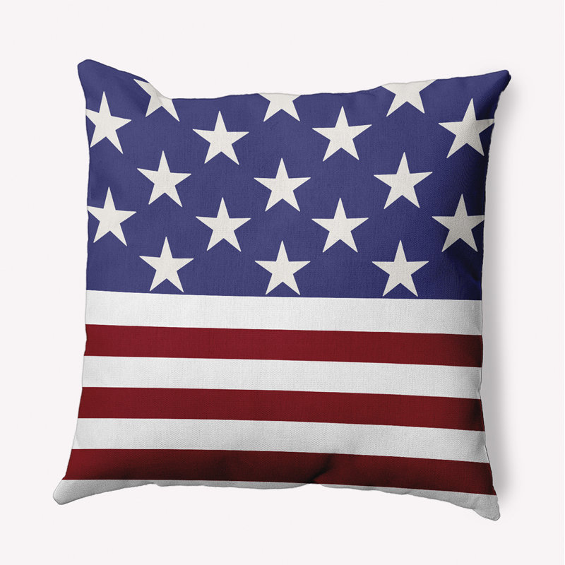 Coussin décoratif drapeau USA, Bleu violacé géométrique, H 16 po x l 16 po