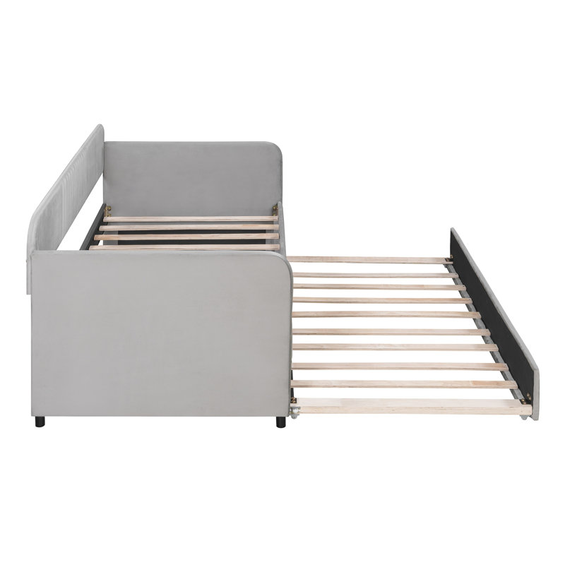 Lit de jour simple rembourré avec couchette et canapé en velours gris