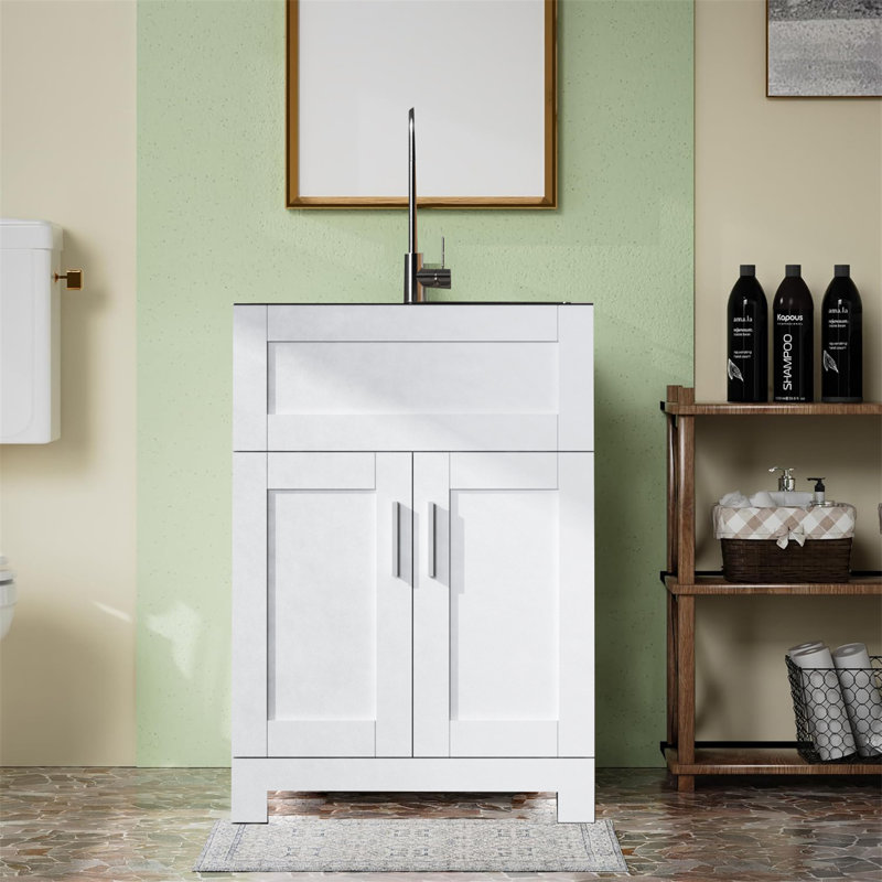 Meuble-lavabo moderne avec lavabo et meuble-lavabo moderne avec 2 portes