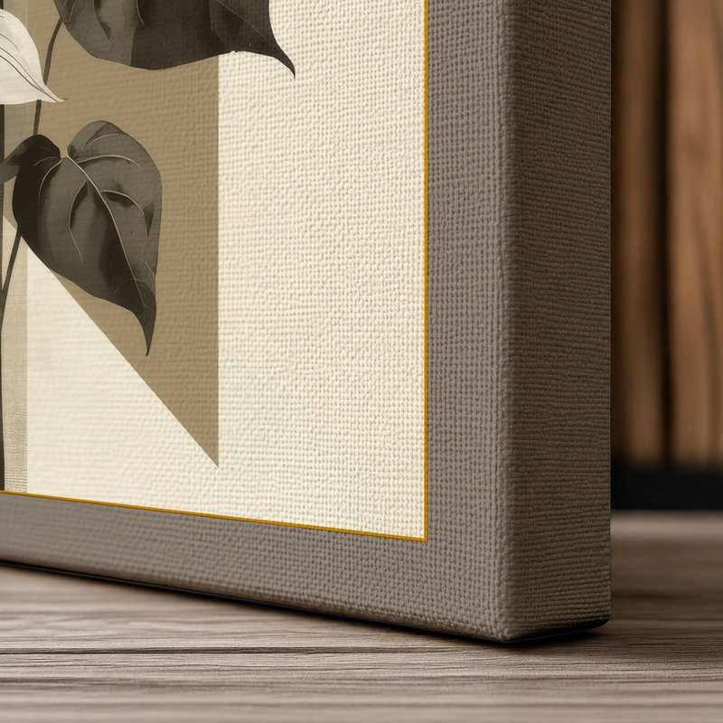Flowering Plant Study Botanical - Wrapped Canvas, 18x12 - 45.7 x 30.5 cm, Taupe Border