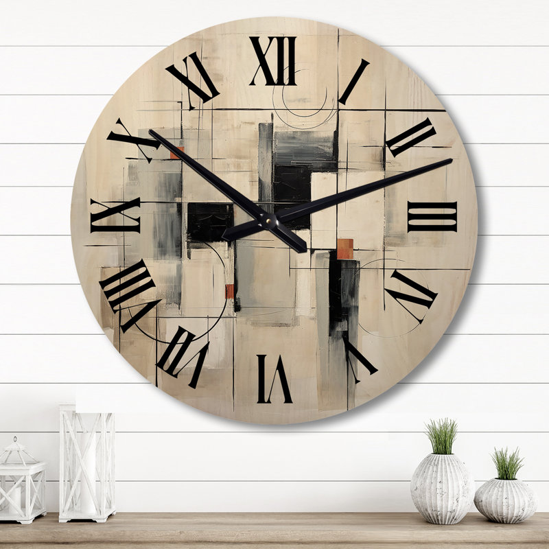 Horloge murale en bois massif Stebbins, Grand