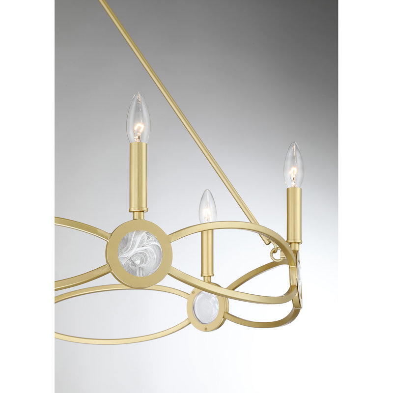 6-Light Chandelier in Spun Gold, Spun Gold