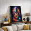 Œuvre d'art de style rue de guitare électrique colorée, images de studio de musique moderne, impression sur toile encadrée-126030755-126030762
