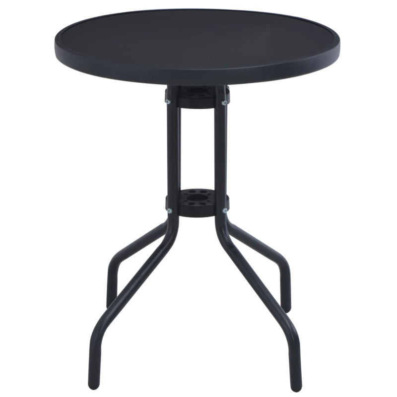 Table d'appoint de jardin en acier thermolaqué noir 23,6 po