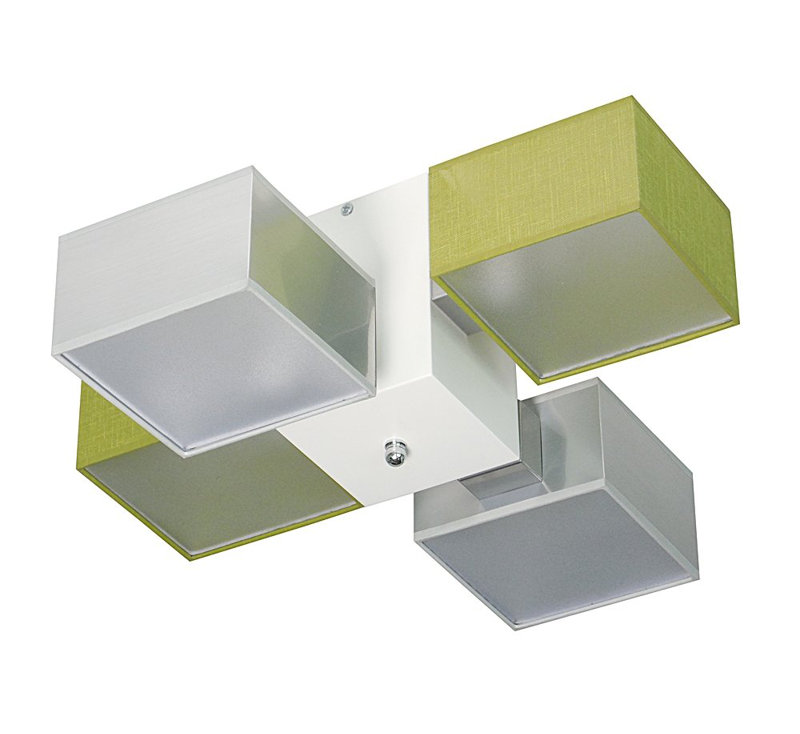 Miranda Semi Flush Mount, Wenge, Silver/Green, translucent