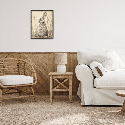 Vintage Aged Bunny Portrait Framed Giclee, design by Petal Prints Design