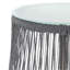 Table d'appoint - Structure en fer texturé et robuste en corde, plateau en verre trempé lisse, patio, facile à nettoyer, H 19,15 po x l 16,15 po, attrait rustique, bien rangé, l 19,2 po de profondeur et 16,15 po de hauteur