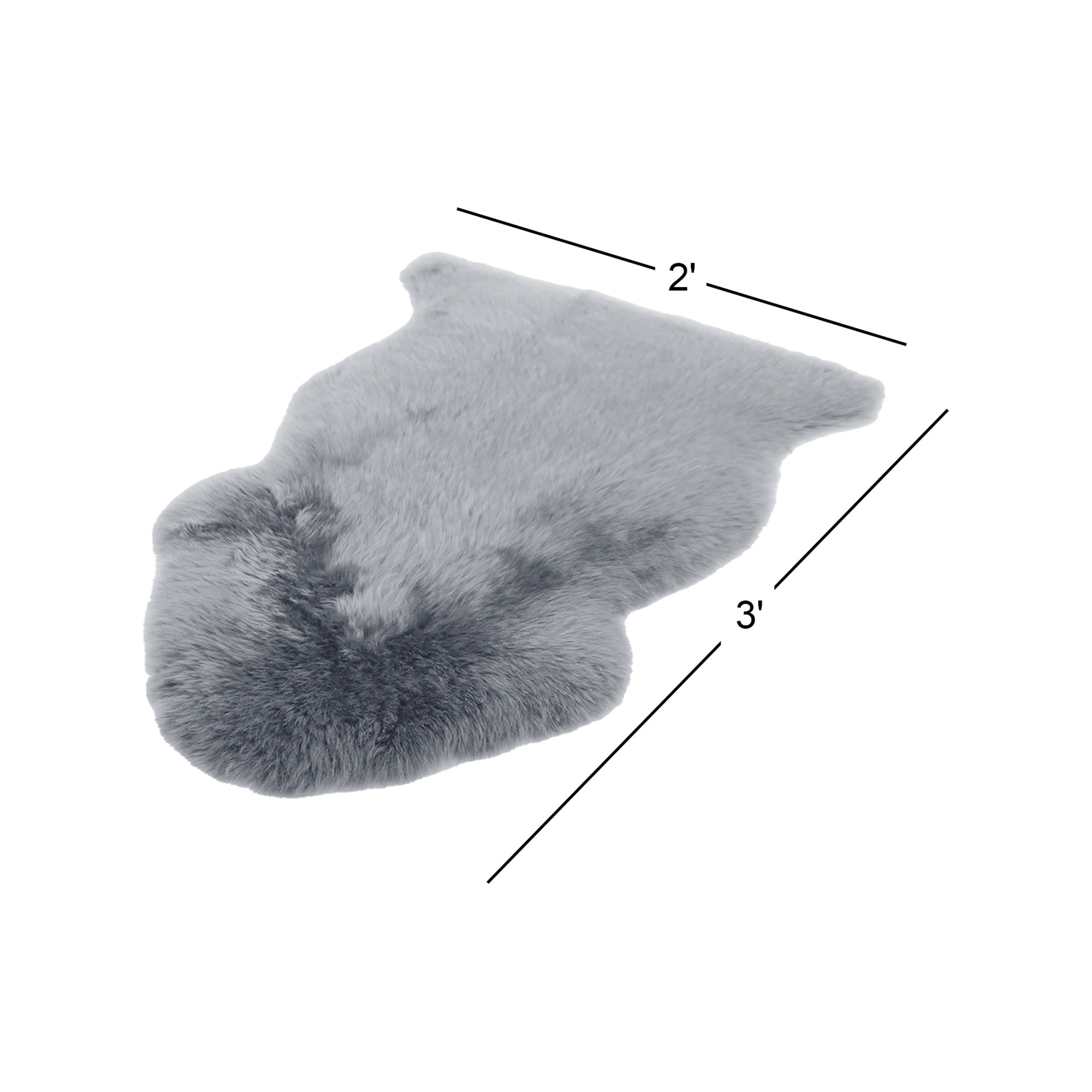 Elaiya Sheepskin Quicksilver Gray Rug, Novelty 2' x 3'