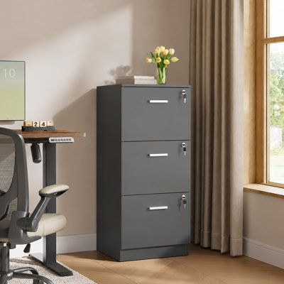  Classeur à 3 tiroirs de 17,7 po de large Latitude Lock® avec serrure pour bureau personnel, classeur en bois, classeur pour imprimantes