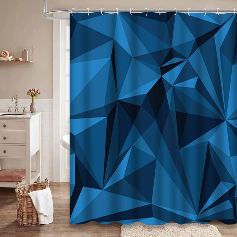Rideau de douche abstrait bleu sans couture avec 12 crochets, L 72 po x l 84 po