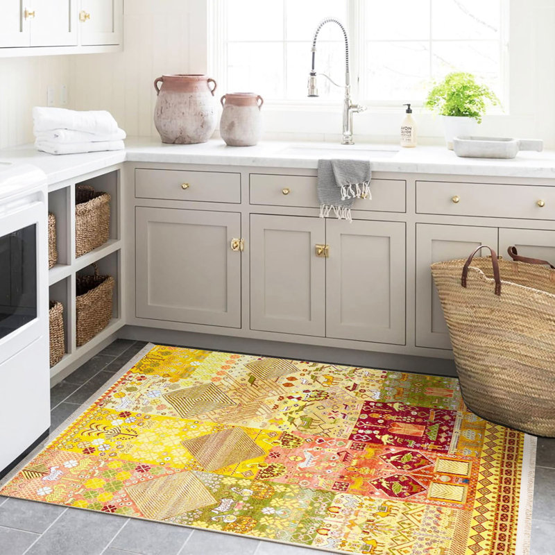 Tapis décoratif à motif floral et animal de la collection Barcelona, Rectangle 3 pi 9,81 po x 6 pi 6,74 po