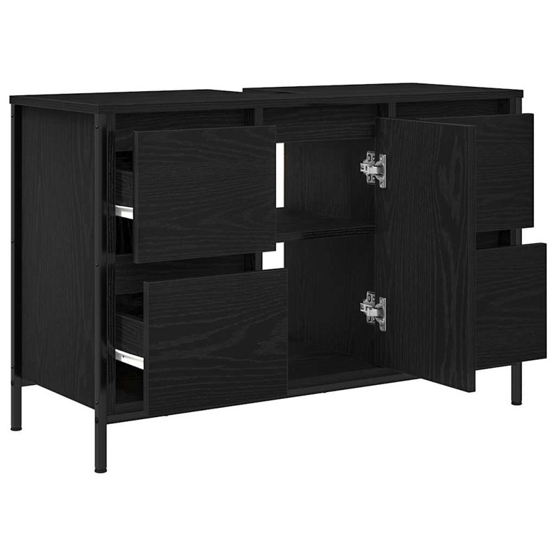 90mm Single Bathroom Vanity with Basin, Black Oak 