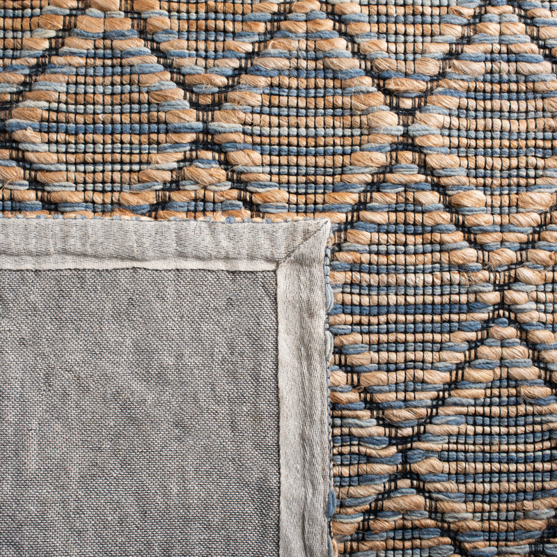 Fotou Natural Fiber Hand Loomed Wool/Jute Geometric Rug in Gray, Rectangle 5' x 8'