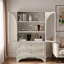 Armoire de rangement vitrée avec 2 tiroirs et tablettes réglables-1888098457