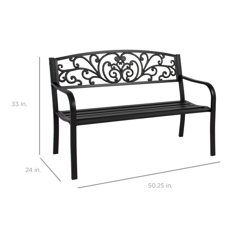 Banc de jardin en acier pour l'extérieur, Noir