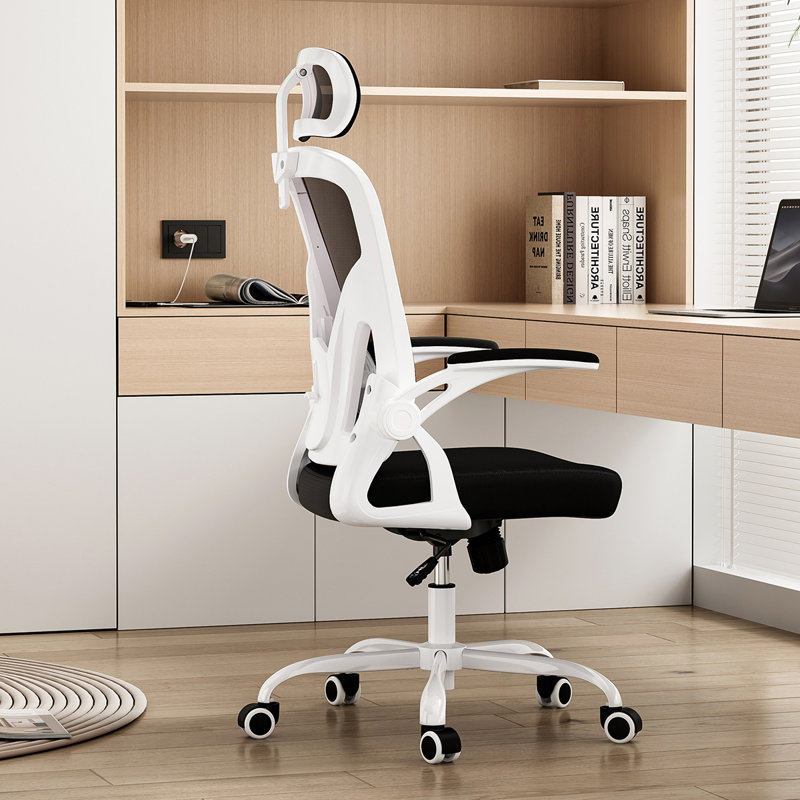 Fauteuil de bureau ergonomique avec appui-tête, support lombaire réglable, accoudoirs et fonction berçante pour un bureau à domicile confortable