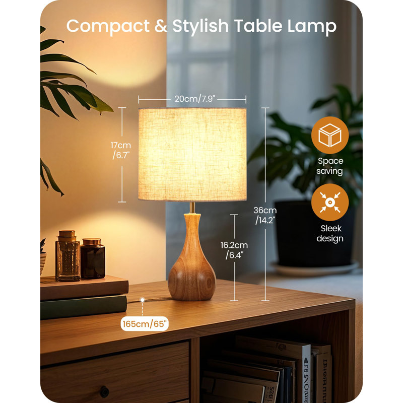 Wood Table Lamp, Beige