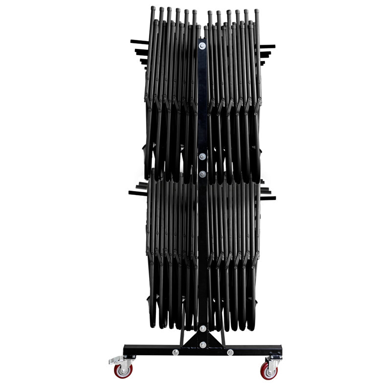 Black Steel Two-Tier Folding Chair Storage Cart