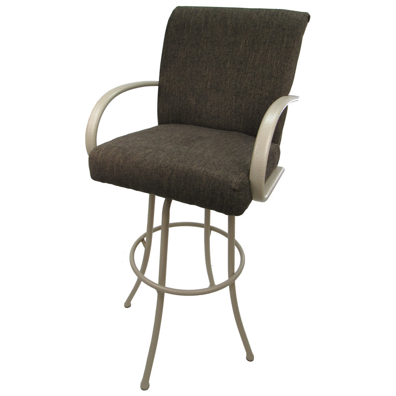 Grifton Swivel Upholstered Counter Stool, Sanora Brown, Beige, Bar Stool (30" Seat Height)