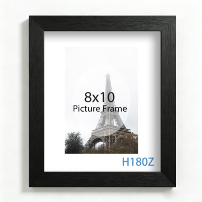H180Z 8x10 Picture Frame for Wall Display, Black 8 x 10 Photo Frame with HD Plexiglas, Single Pack, Vertical & Horizontal Wall Hanging Classic Picture Frame Collection