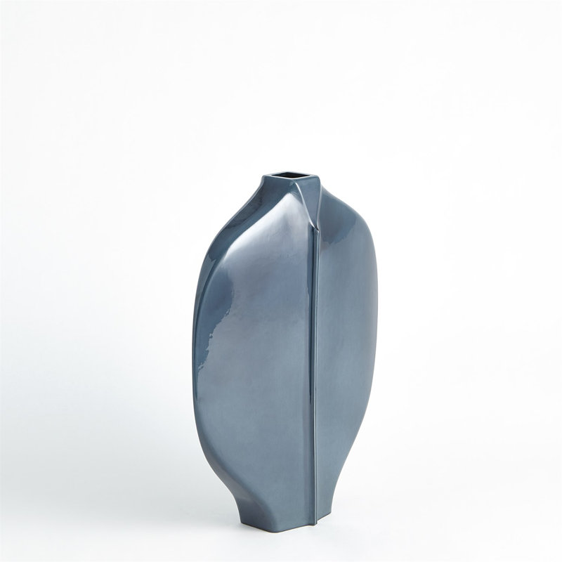 Center Ridge Vase-Blue, 18.25" H x 14" W x 4" D