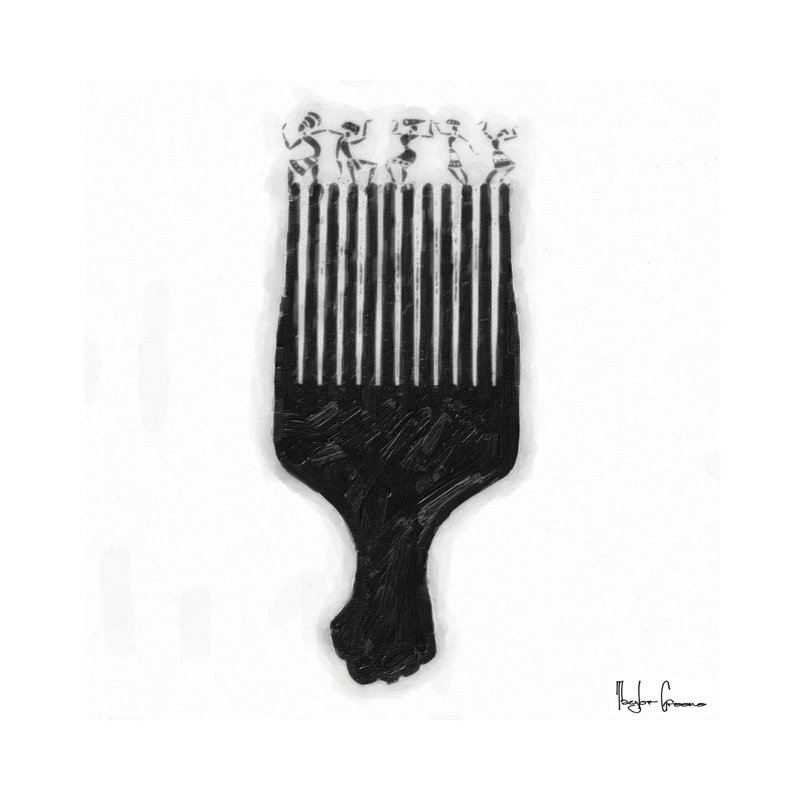 " Afro Pick " Print, 12" H x 12" W x 0.75" D