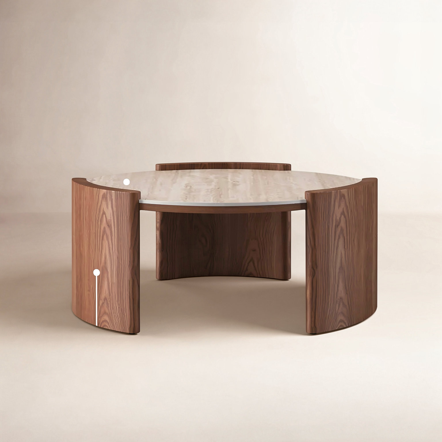 Stone Coffee Table, 15" H x 39" L x 39" W, Light Beige, Brown