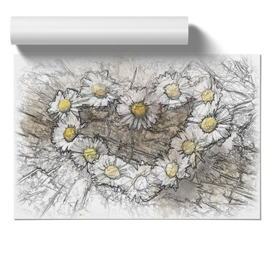 Daisy Heart Chain Sketch - Wall Art