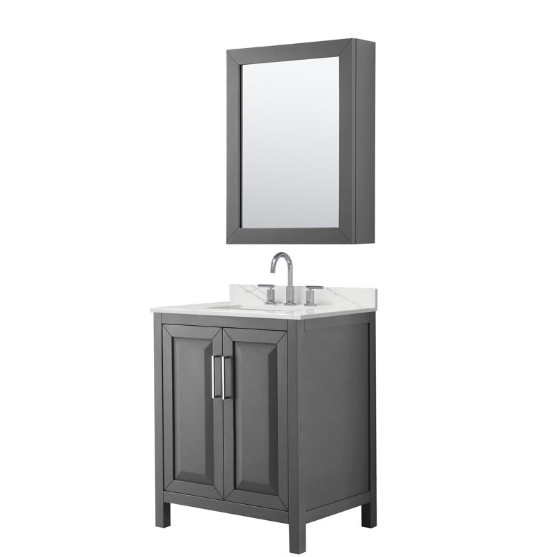 Daria 30'' W Vanity, Gray, Polished Chrome, White Quartz