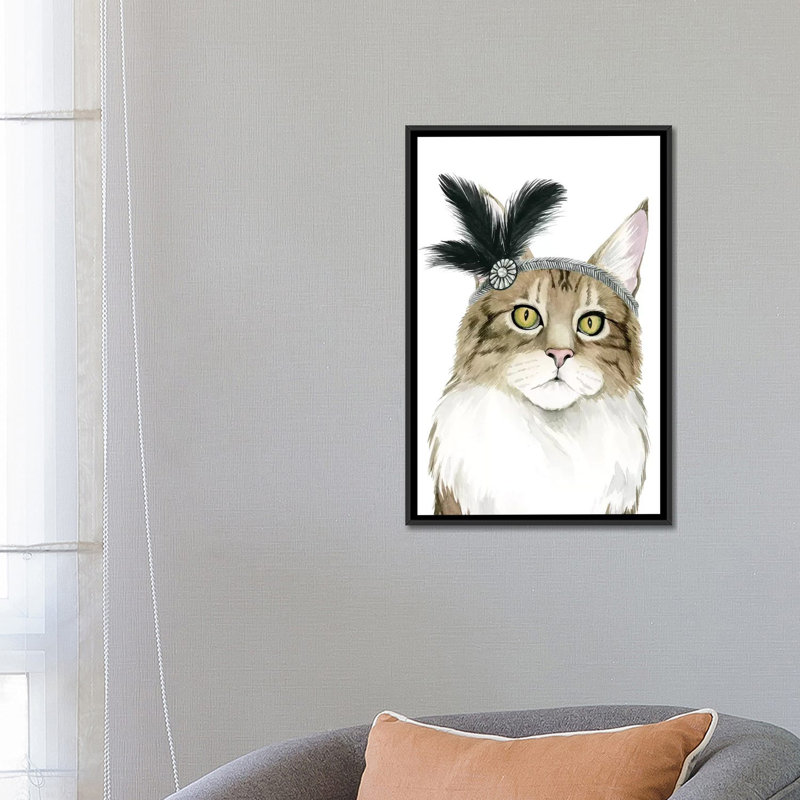 « downton cat iv », reproduction d’impression sur toile, H 26 po x l 18 po x P 1,5 po, Toile avec cadre noir, Pas de tapis