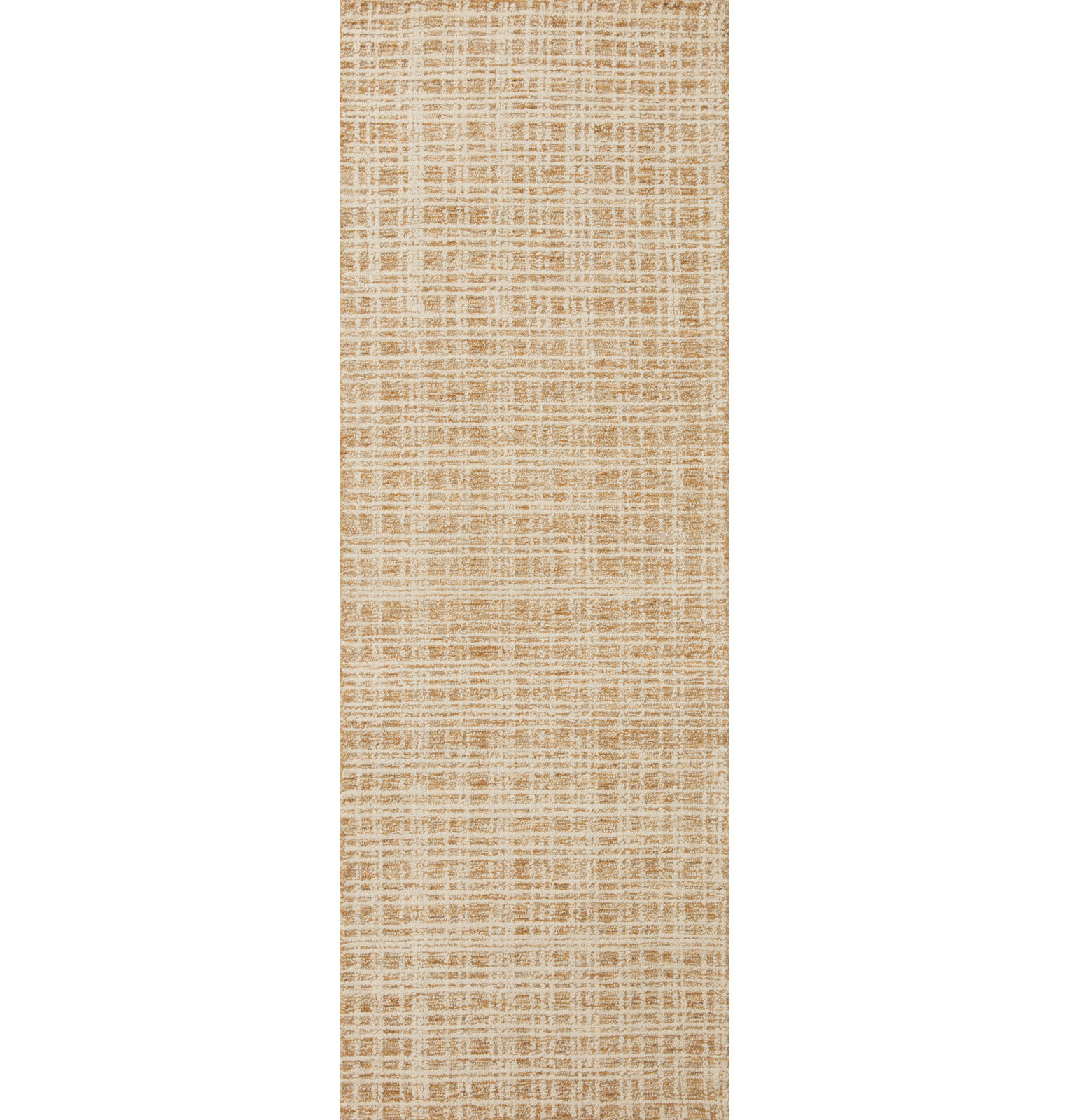 Polly Checkered Straw/Ivory Area Rug, Runner 2' x 5'