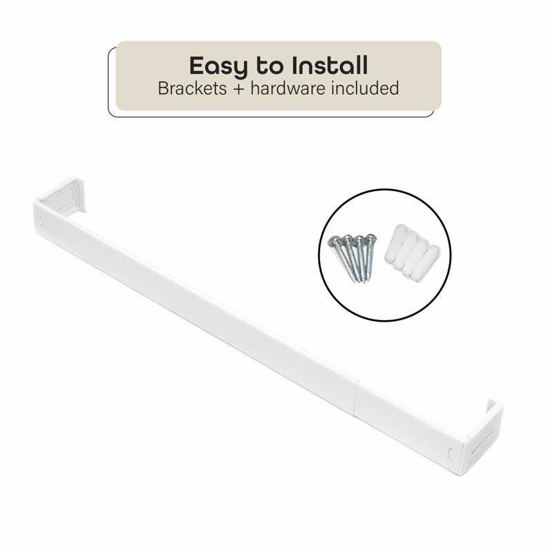 White Adjustable Steel Curtain Rod with Brackets, 28-48 Inches